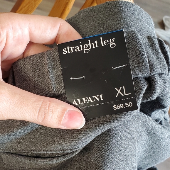 Alfani Gray Cuffed Straight Leg Stretch Pull On Pants - Picture 5 of 8